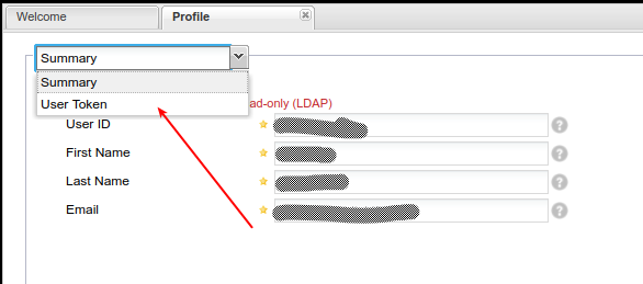 User token selection on Nexus profile page